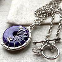 charolite and Silver Lyra necklace