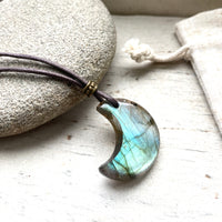 Labradorite Moon Pendant