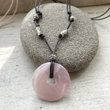 Rose quartz beaded necklace