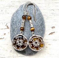 Tigers eye drop earrings