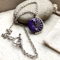 charolite and Silver Lyra necklace