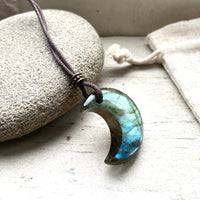 Labradorite Moon Pendant