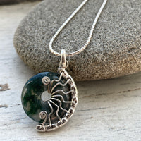 Moss Agate small Lyra necklace