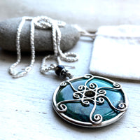 Large silver and  Turquoise statement necklace