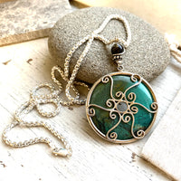 Large silver and  Turquoise statement necklace